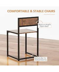 Flynama 3-Piece Multifunctional Industrial Dining Set, Square Mdf Table and 2 Low Back Stools