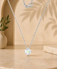 Macy's Rhodium Over Sterling Silver Aurora Borealis Round Cubic Zirconia Necklace