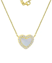 Macy's 14k Gold Over Sterling Silver Cubic Zirconia and White Imitation Pearl Heart Necklace