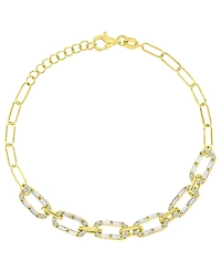 Macy's 14k Gold Over Sterling Silver Cubic Zirconia Mariner Link Paperclip Bracelet