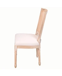 Streamdale Furniture French Country Upholstered Dining Chairs with Rattan Back, Set of 2