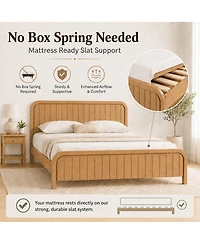 Streamdale Furniture King Wood Platform Bed Frame with Headboard