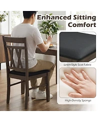 Sugift Modern Linen Style Upholstered Kitchen Chairs Set of 2 with X-Shaped Backrest Accents