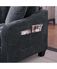 Streamdale Furniture Two-Seater Sofa Chaise with Storage Footrest and Pillows