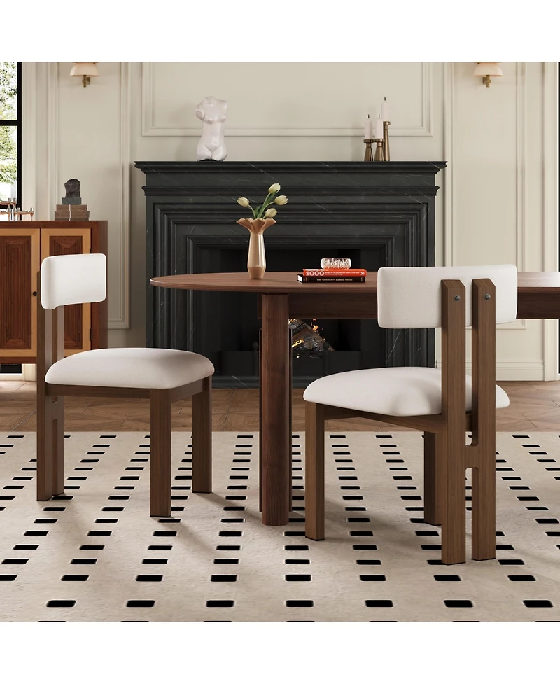 Flynama Set of 2 Upholstered Armless Dining Chairs with Metal Legs, Modern Dining Room Chairs