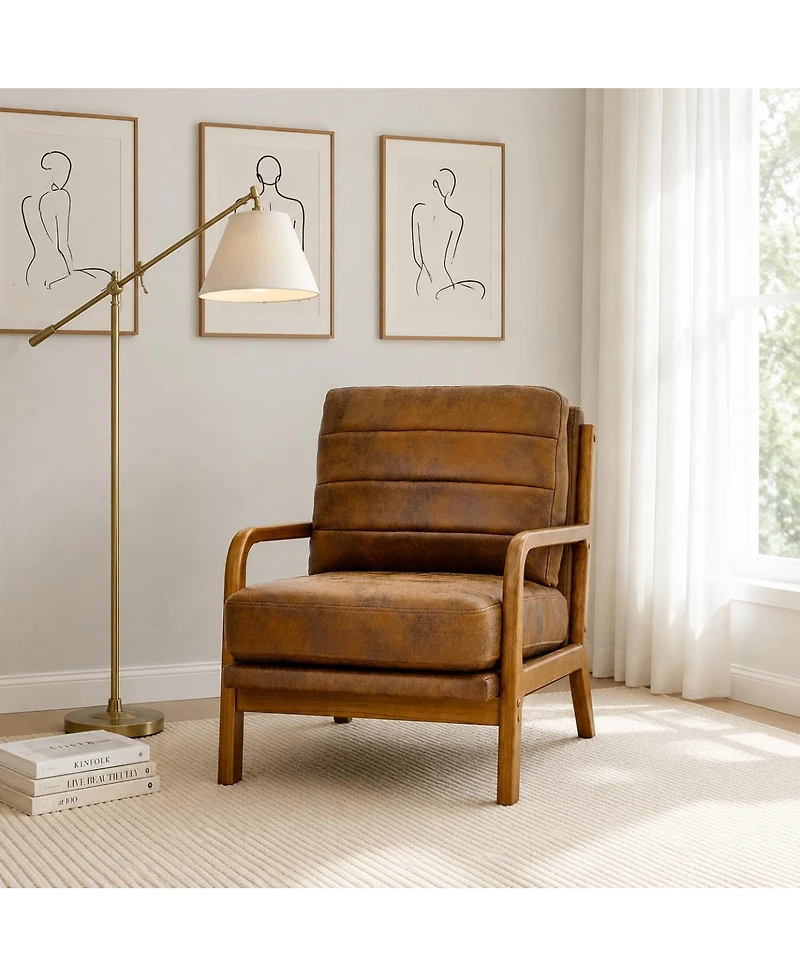 Streamdale Furniture Solid Wood Accent Chair with Foil Fabric and Memory Foam Cushion