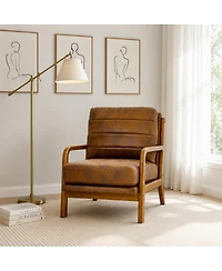 Streamdale Furniture Solid Wood Accent Chair with Foil Fabric and Memory Foam Cushion