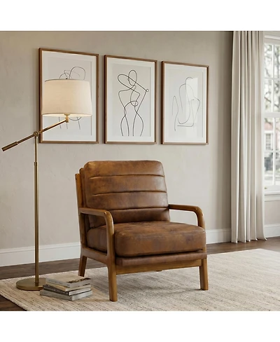 Streamdale Furniture Solid Wood Accent Chair with Foil Fabric and Memory Foam Cushion
