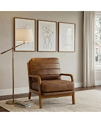Streamdale Furniture Solid Wood Accent Chair with Foil Fabric and Memory Foam Cushion
