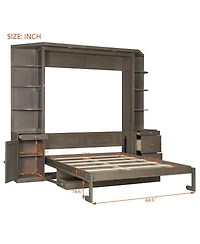 Streamdale Furniture Queen Murphy Bed with Desk and Storage Shelves