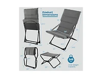 Boyel Living Patio Folding Sling Chair with Ottoman Footrest and Removable Cushion