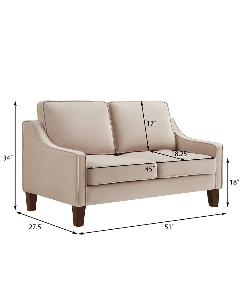 Streamdale Furniture Velvet 2-Seater Loveseat Sofa with Removable Covers