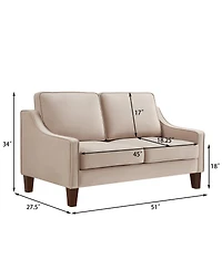 Streamdale Furniture Velvet 2-Seater Loveseat Sofa with Removable Covers