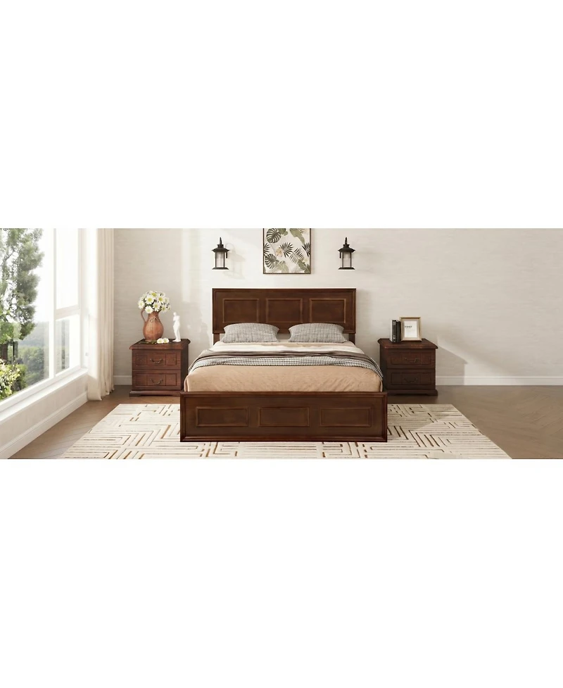 Streamdale Furniture Full Size Pine Wood Bed with Adjustable Headboard
