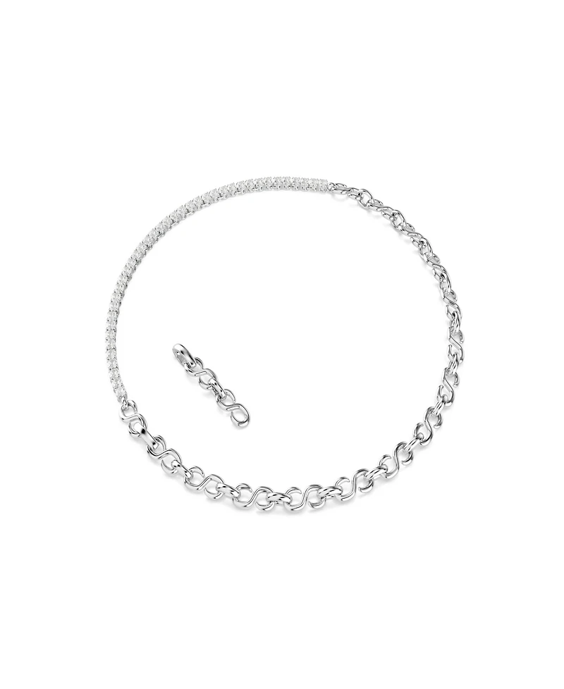 Swarovski Sterling Silver-Plated White Crystals Necklace