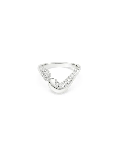 Swarovski Sterling Silver-Plated White Crystals Ring