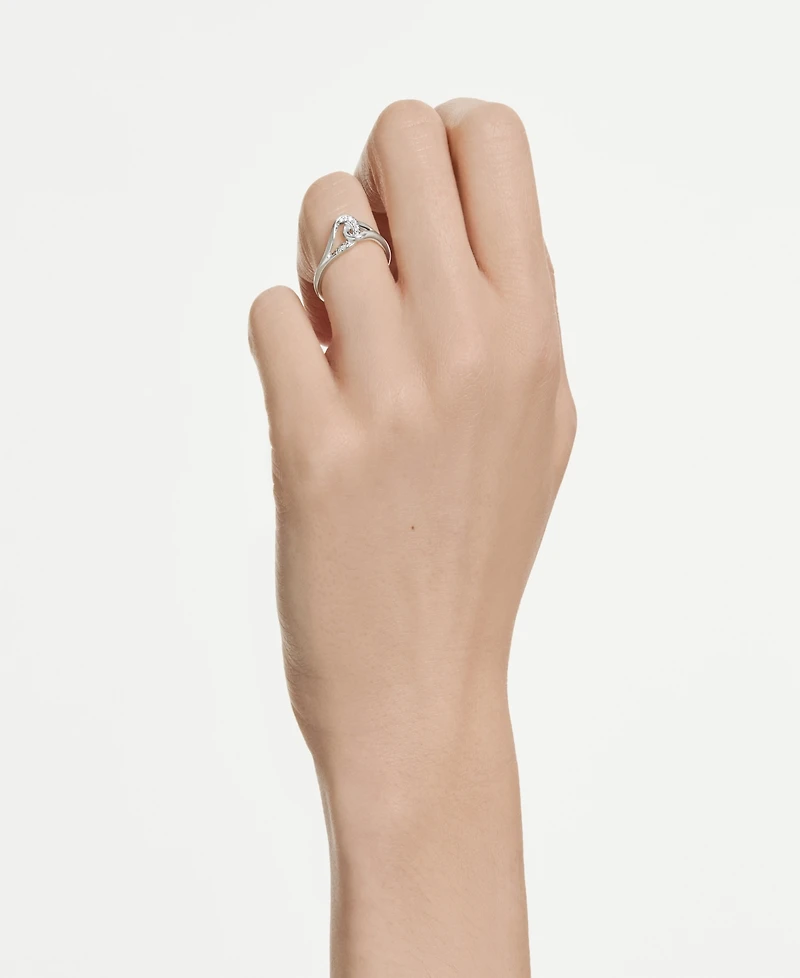 Swarovski Sterling Silver-Plated White Crystals Ring
