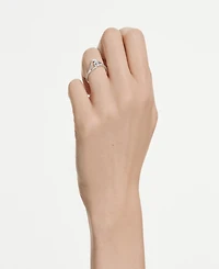 Swarovski Sterling Silver-Plated White Crystals Ring