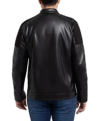 X-Ray Men's Shiny Polyurethane and Faux Suede Detailing with Shearling Lining Jacket