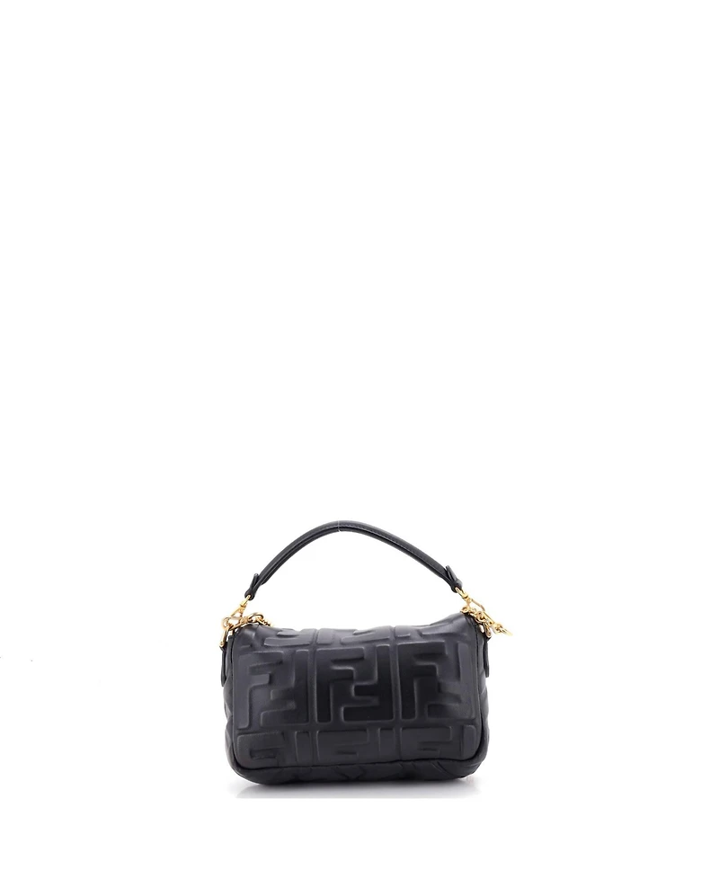 Pre-Owned Fendi Mini Baguette Nm Bag Zucca Embossed Leather