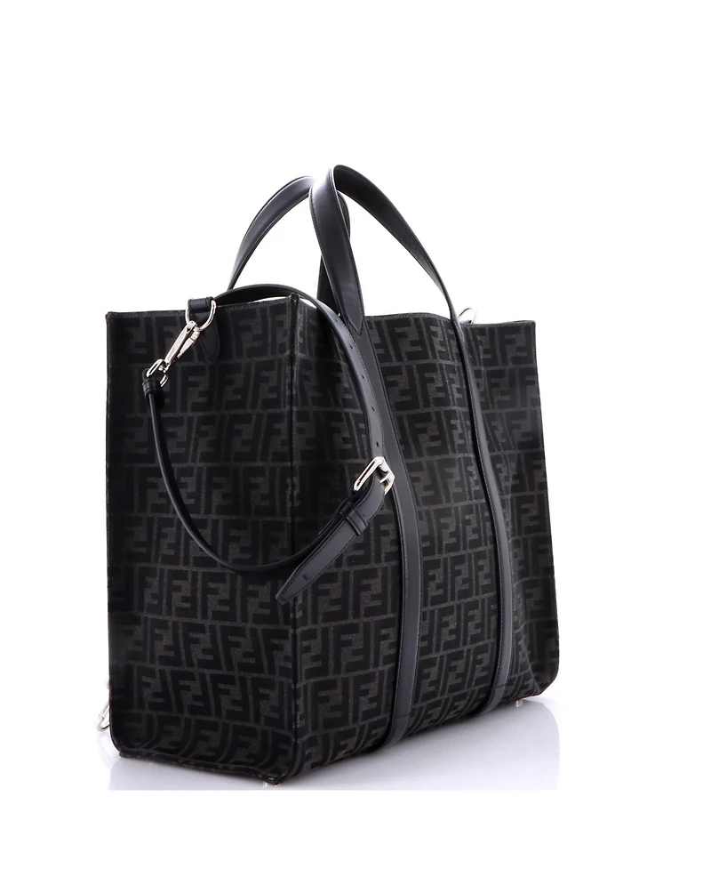 Pre-Owned Fendi Large Convertible Open Tote Zucca Jacquard Fabric and Leather