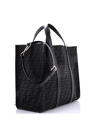 Pre-Owned Fendi Large Convertible Open Tote Zucca Jacquard Fabric and Leather