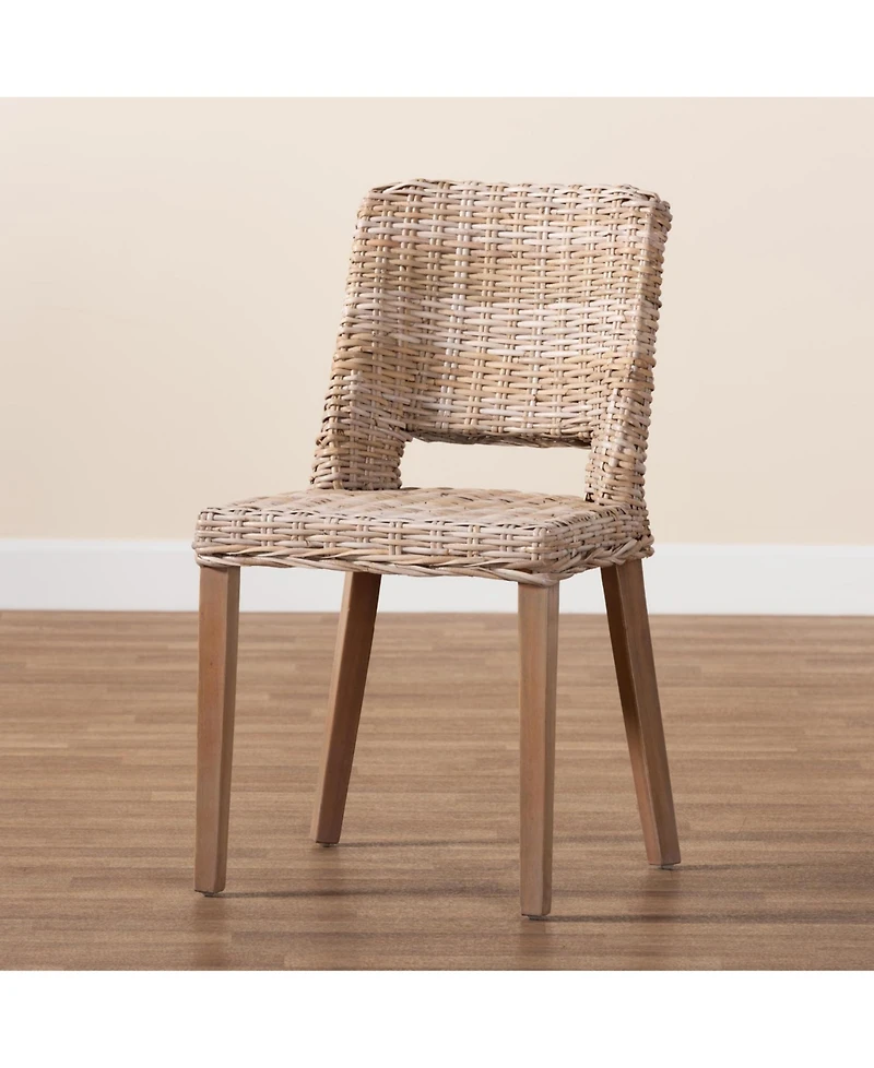 bali & pari Magy 32.9" Rattan Modern Bohemian Dining Chair