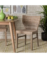 bali & pari Enver 31.9" Rattan Wood Modern Bohemian Dining Chair