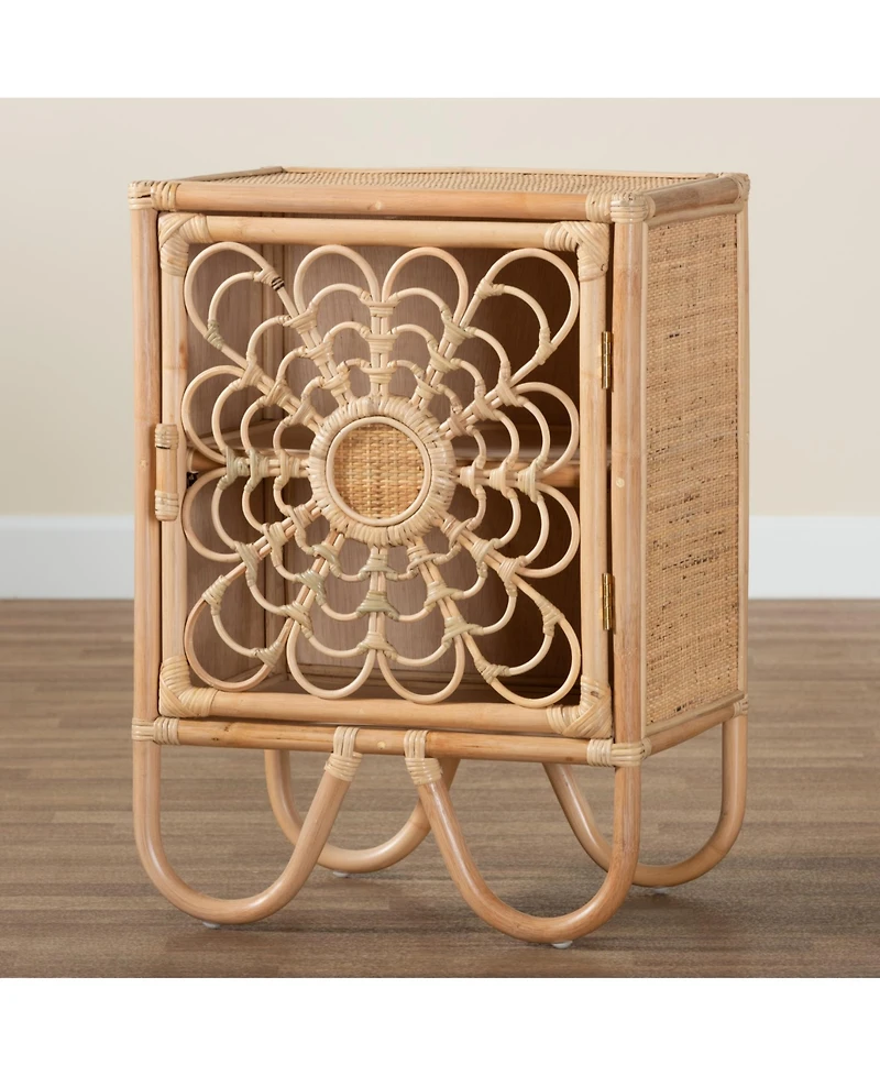 bali & pari Acelin 27.6" Rattan Modern Bohemian Nightstand