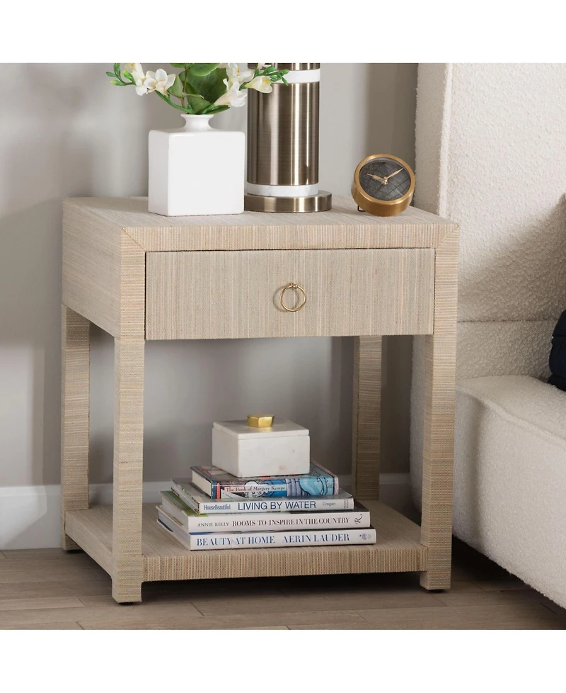 bali & pari Nata 24" Natural Grasscloth 1-Drawer Nightstand