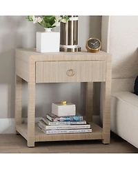 bali & pari Nata 24" Natural Grasscloth 1-Drawer Nightstand