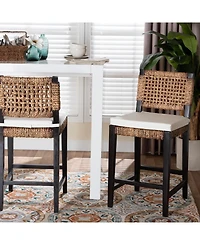 bali & pari Alise 38.2" Mahogany Wood Modern Bohemian Counter Stool