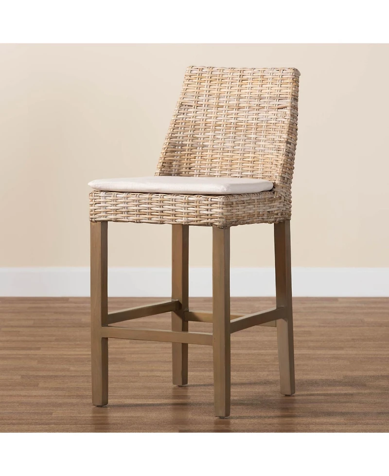 Bali & Pari Toby 38.2" Mahogany Wood Modern Bohemian Counter Stool