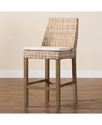 Bali & Pari Toby 38.2" Mahogany Wood Modern Bohemian Counter Stool