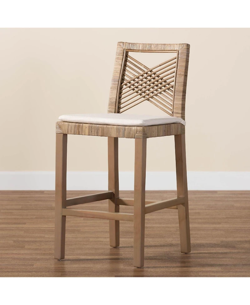 bali & pari Poltak 38.2" Mahogany Wood Modern Bohemian Counter Stool