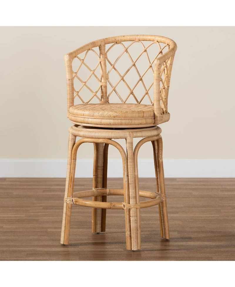 Bali & Pari Ayu 37.8" Rattan Bohemian Counter Stool