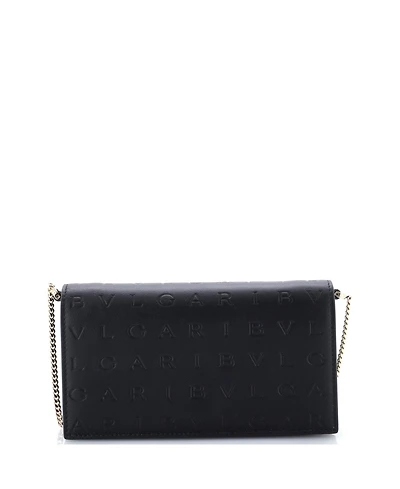 Pre-Owned Bvlgari Logo Infinitum Chain Wallet Embossed Leather