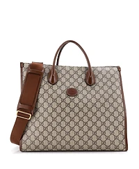 Pre-Owned Gucci Medium Structured Top Handle Open Tote Gg Coated Canvas