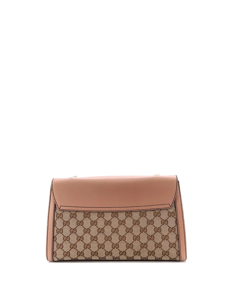 Pre-Owned Gucci Medium Emily Chain Flap Shoulder Bag Gg Canvas and Leather