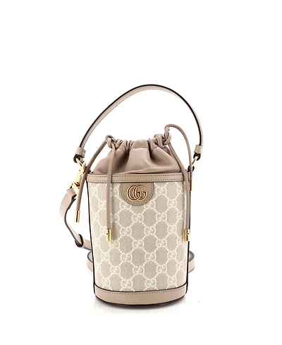 Pre-Owned Gucci Mini Ophidia Top Handle Bucket Bag Gg Coated Canvas with Leather
