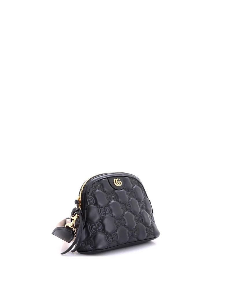 Pre-Owned Gucci Small Dome Chain Zip Shoulder Bag Gg Matelasse Leather