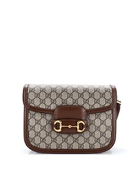 Pre-Owned Gucci Small Horsebit 1955 Shoulder Bag Gg Coated Canvas with Leather