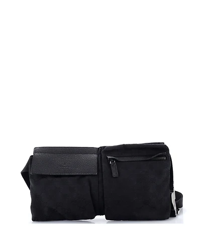 Pre-Owned Gucci Small Vintage Double Belt Bag Gg Canvas with Leather