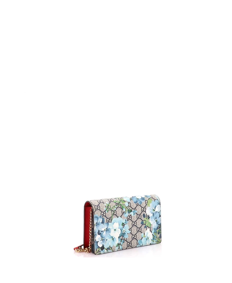 Pre-Owned Gucci Chain Wallet Blooms Print Gg Coated Canvas