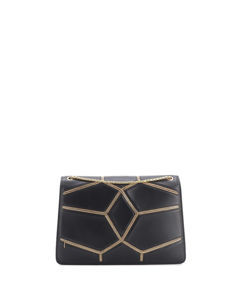 Pre-Owned Bvlgari Medium Glam Rebel Serpenti Forever Shoulder Bag Chain Embellished Quilted Leather