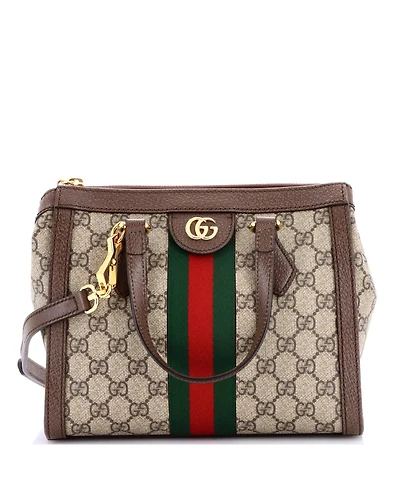 Pre-Owned Gucci Small Ophidia Top Handle Tote Gg Coated Canvas with Leather
