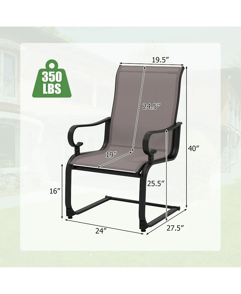 Gymax Patio Dining Chairs Set of 4 C-Spring Motion Patio Chairs With Metal Frame