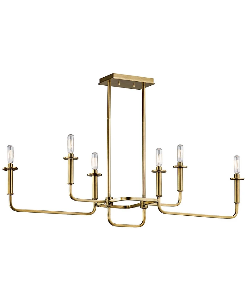 Kichler Alden 38 1/2" Wide Brass 6-Light Linear Candelabra Chandelier