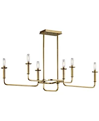 Kichler Alden 38 1/2" Wide Brass 6-Light Linear Candelabra Chandelier