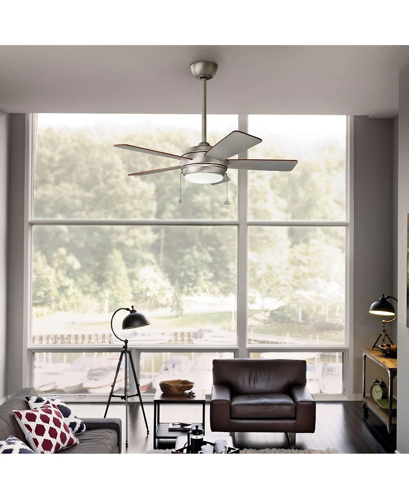 42" Kichler Starkk Brushed Nickel Led Ceiling Fan with Pull Chain